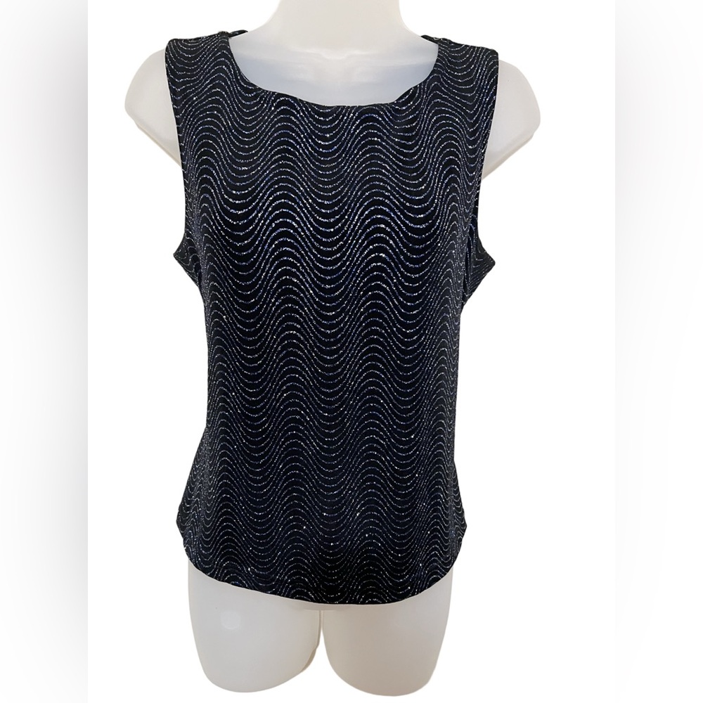 90’s Y2K Metaphor L Glitter Metallic Wave Top Disco Glam Dance Going Out Grunge